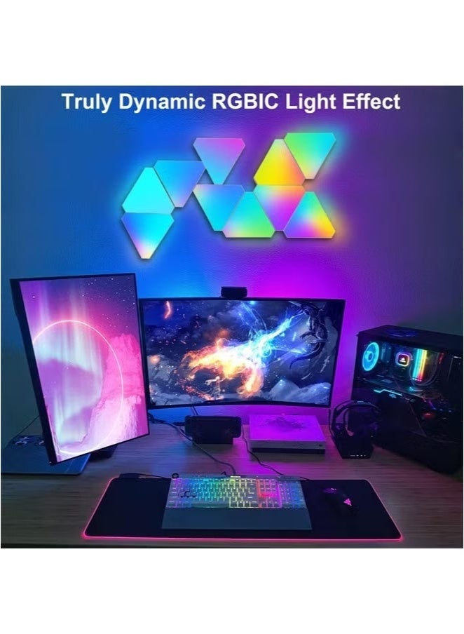 WALALLA Triangle LED Light Panels Triangle Lights with 6 Connection Ports Real RGBIC Gaming Lights for Gaming Setup Smart Wall Lights for Bedroom App Control Music Sync for Gaming Room Streaming 6 Pack - Image 3